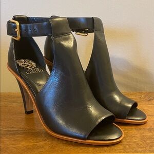 Vince Camuto Black Open-Toe Ankle Strap Heels